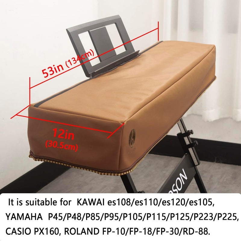 mooson Keyboard Piano Cover Digital Piano Dust Covers Luxury Soft and Premium Surface Thickening Electronic Organ Covering Keyboard Update Encasement (Brown) - Image 2
